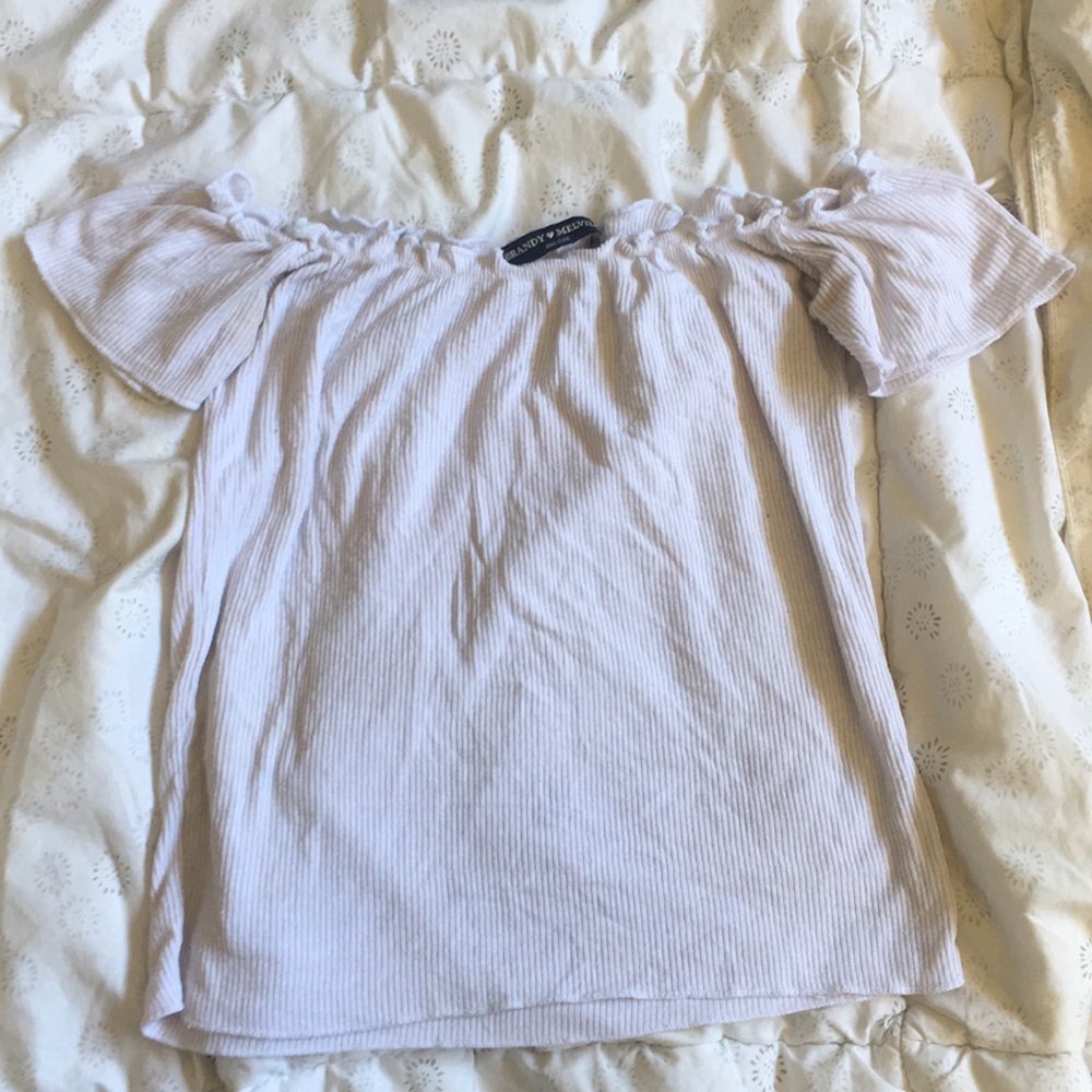 Brandy off the shoulder white shirt